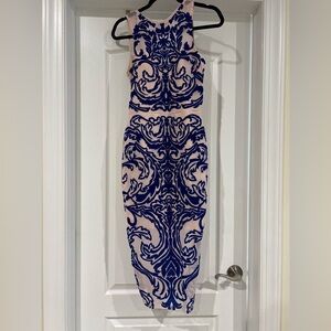 ASOS blue and nude print midi dress
Size 6